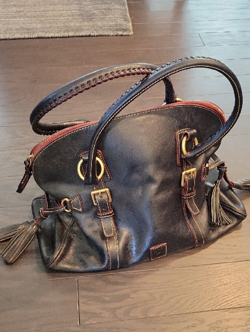 Dooney & Bourke Navy Leather Florentine Shoulder Bag - Picture 2 of 9